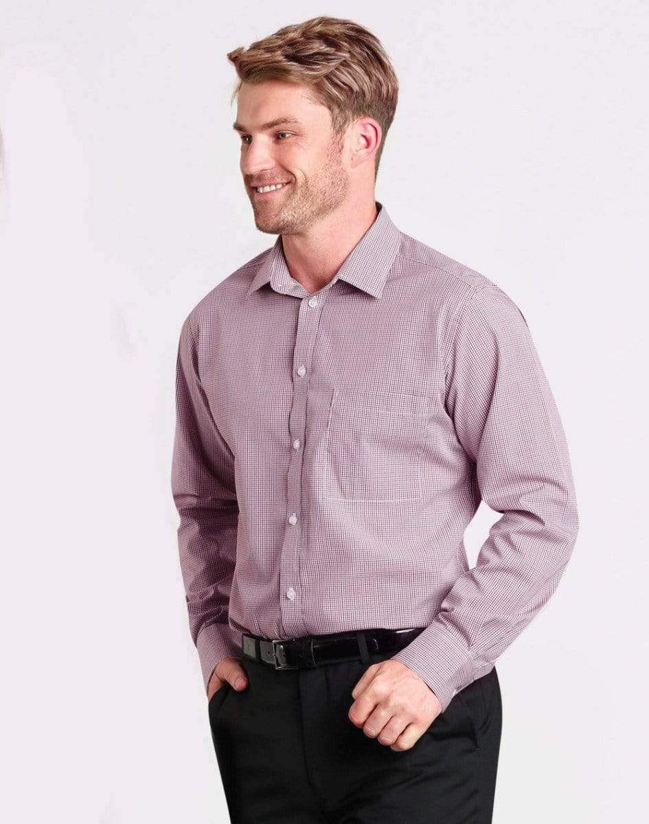 BENCHMARK Men’s Two Tone Mini Gingham Long Sleeve Shirt M7340L